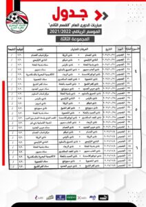 جدول مباريات المجموعة الثالثة لدوري القسم الثاني 36 - جريدة المساء