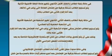 خلال تقديم الإمتحان " نسخة ورقية" بخط يد الطالب عند تحويل امتحان اللغة أو الشعبة 1 - جريدة المساء