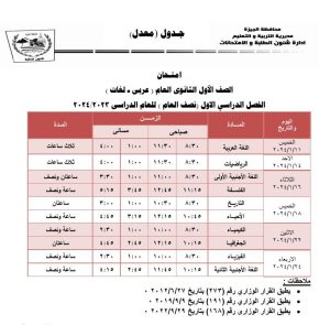 مديرية الجيزة تستجيب لمطالب وشكاوى أولياء الأمور و تعدل جداول الإمتحانات .. 31 - جريدة المساء