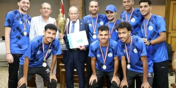 منتخب كرة القدم الخماسية بجامعة القناة يفوز بكأس "حياة كريمة" 1 - جريدة المساء