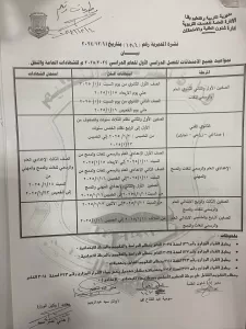 اعتماد جداول امتحانات الفصل الدراسي الأول 2024-2025 بقنا 21 - جريدة المساء