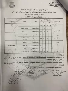 اعتماد جداول امتحانات الفصل الدراسي الأول 2024-2025 بقنا 27 - جريدة المساء