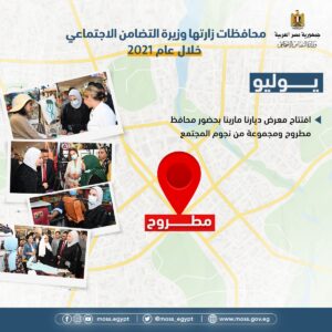 أبرز جولات وزيرة التضامن الاجتماعي داخل وخارج مصر خلال عام ٢٠٢١.. انفوجراف 52 - جريدة المساء أبرز جولات وزيرة التضامن الاجتماعي داخل وخارج مصر خلال عام ٢٠٢١.. انفوجراف 51 - جريدة المساء