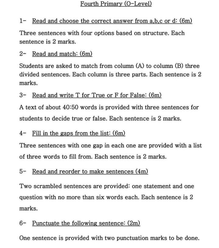 المساء تنشر توزيع درجات ونماذج أسئلة اللغة الإنجليزية للصف الرابع الابتدائى 17 - جريدة المساء