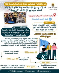 بالإنفوجراف.. "القباج" تستعرض جهود مصر لضمان حقوق الأشخاص ذوي الإعاقة بنيويورك 21 - جريدة المساء