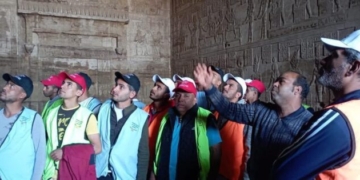 المتعافين خلال زيارة معبد دندرة بمدينة قنا