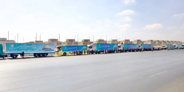 إنطلاق 106 شاحنة مساعدات ضمن قوافل التحالف الوطنى لإغاثة الأشقاء فى غزة 1 - جريدة المساء قوافل مساعدات التحالف الوطنى المتجه إلى قطاع غزة