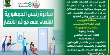 "صحة المنيا" : إجراء 65 ألف عملية جراحية ضمن أعمال المبادرة الرئاسية للقضاء على قوائم الانتظار 2 - جريدة المساء "صحة المنيا" : إجراء 65 ألف عملية جراحية ضمن أعمال المبادرة الرئاسية للقضاء على قوائم الانتظار 1 - جريدة المساء