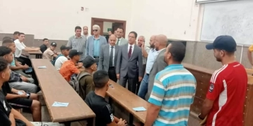 رئيس جامعة بنها يتفقد اختبارات القدرات بكلية التربية الرياضية 1 - جريدة المساء
