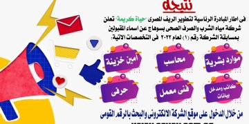 مياه الشرب بسوهاج تعلن اسماء المقبولين بستة وظاائف بمسابقة توظيف المبادرة الرئاسية لتطوير الريف المصرى حياة كريمة 1 - جريدة المساء