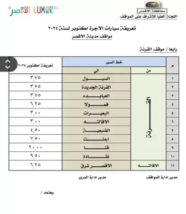 محافظ الأقصر يعتمد تعريفة الركوب الجديدة 71 - جريدة المساء