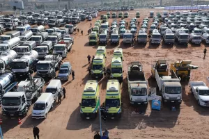 استعدادا للطواريء.. محافظ الجيزة يشهد أكبر اصطفاف بتاريخ المحافظة بإجمالي 752 سيارة ومعدة 53 - جريدة المساء