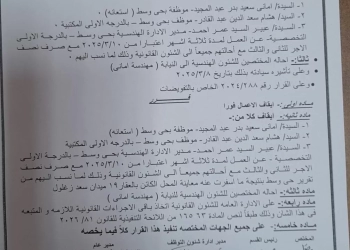 محافظ الإسكندرية يُوقف مديرة الإدارة الهندسية بحي وسط وآخرين عن العمل 23 - جريدة المساء