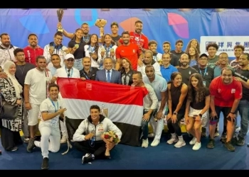 وزير الشباب يهنئ أبطال الخماسي الحديث بعد الحصول علي بطولة العالم 19 - جريدة المساء