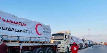الهلال الأحمر المصرى يواصل دعمه الإنسانى لأهالى غزة