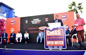 رئيس جهاز مدينة العلمين الجديدة يشهد إفتتاح بطولة العالم للسباحة بالزعانف ببورتو مارينا 25 - جريدة المساء