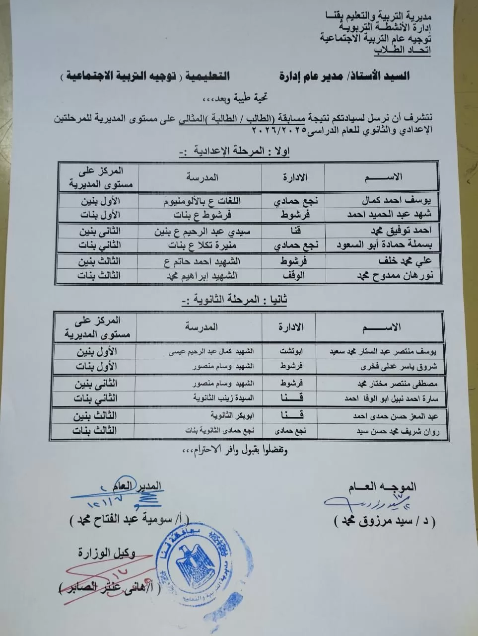 تعليم قنا تعلن نتيجة مسابقة "الطالب المثالي" للإعدادي والثانوي 17 - جريدة المساء تعليم قنا تعلن نتيجة مسابقة "الطالب المثالي" للإعدادي والثانوي 16 - جريدة المساء