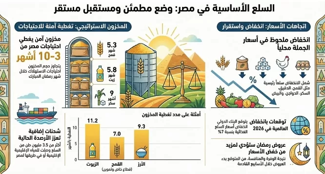 تقرير اتحاد الغرف التجارية: احتياطي السكر يكفي ٩ أشهر والزيوت ٦ أشهر والقمح ٥.٣