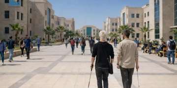 أحد الطلاب من ذوى الإعاقة