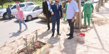 محافظ المنوفية يتفقد رفع كفاءة الجزيرة الوسطي و تجديد أعمدة الإنارة بطريق (شبين – قويسنا) 1 - جريدة المساء
