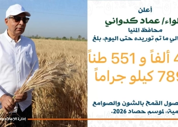 محافظ المنيا: تجاوز مستهدف توريد القمح يعزز الأمن الغذائي ويزيد المخزون الاستراتيجي 21 - جريدة المساء