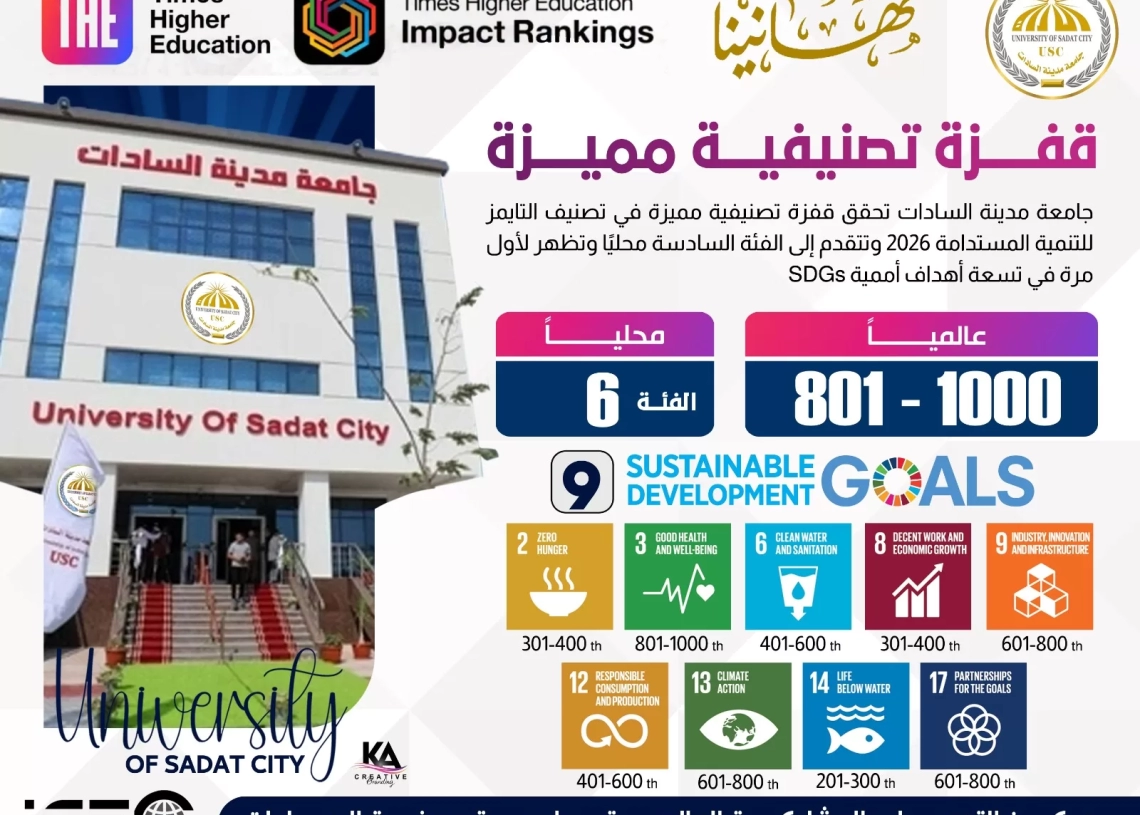 جامعة السادات تحقق قفزة في تصنيف "التايمز" للتنمية المستدامة 2026 19 - جريدة المساء