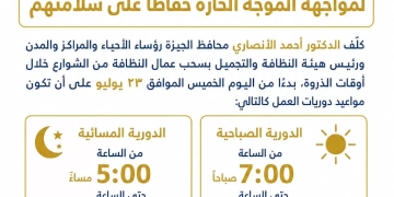 وقف العمل من ١١ صباحا ل٥ مساءً.. محافظ الجيزة يقرر سحب عمال النظافة وقت الذروة حفاظًا على سلامتهم 1 - جريدة المساء